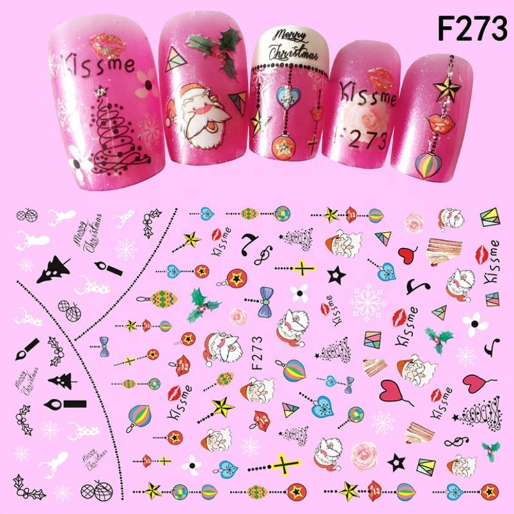 Nail Stickers Nail Art Decal Waterproof Christmas Tree Santa Bell Deer